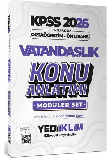 Yediiklim 2026 Kpss Ortaöğretim Ön Lisans Genel Yetenek Genel Kültür Konu Anlatımlı Modüler Set