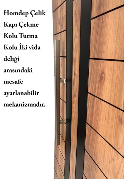Çelik Kapı Çekme Kolu Tutma Kolu Kare Model Renk Saten (Gümüş Gri) 70CM
