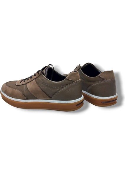 GR0306 Gudi Baskı Floter Deri Kum Beji Üst Kalite Kauçuk Taban Erkek Sneaker Ayakkabı
