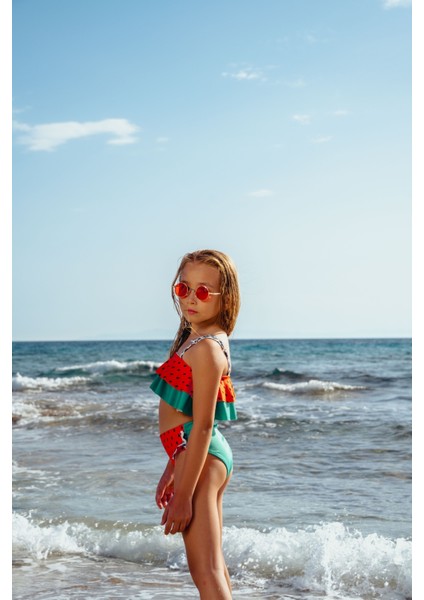 Kız Çocuk Karpuz Desenli Bikini Takımı modelleri