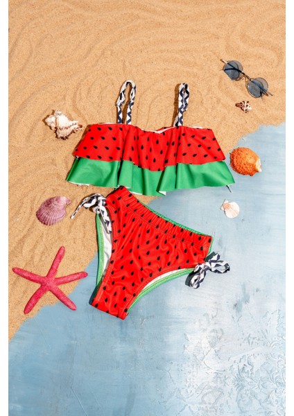 Kız Çocuk Karpuz Desenli Bikini Takımı fırsatları