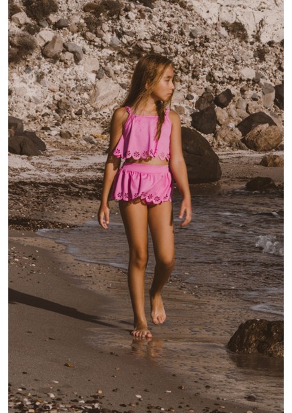 Kız Çocuk Brode Çiçekli Bikini Takımı fiyatları