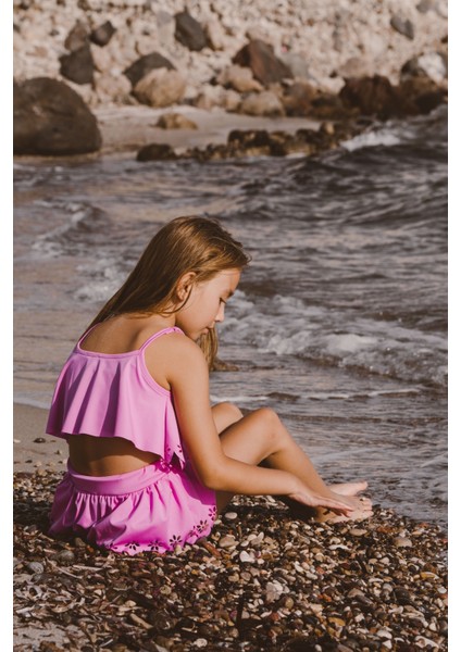 Kız Çocuk Brode Çiçekli Bikini Takımı modelleri