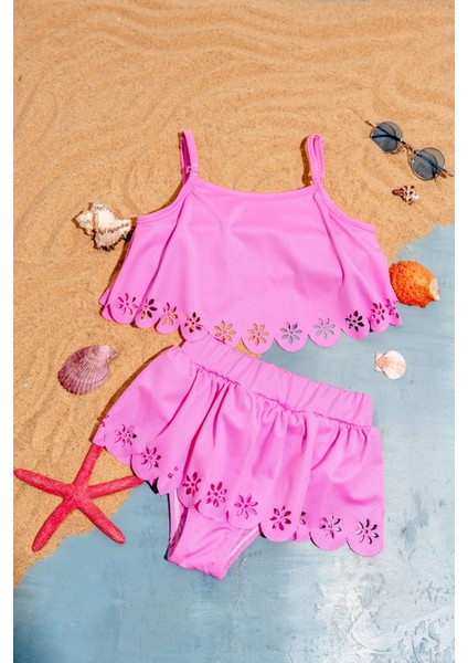 Kız Çocuk Brode Çiçekli Bikini Takımı fırsatları