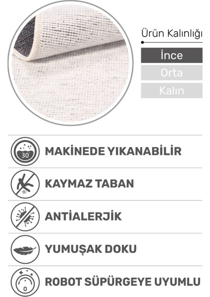 Azra Kaymaz Taban Antrasit Halı – Salon, Çocuk Odası ve Mutfak İçin Yıkanabilir, Yumuşak Kilim