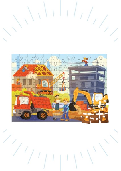 80-96-96 Parça Puzzle 3'lü Set Su Altı - Çufçuf Tren – Inşaat