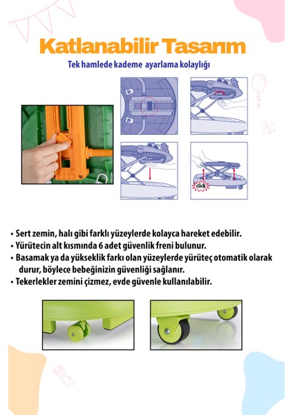 Yükseklik Ayarlanabilir Melodili Walky Talky Yürüteç