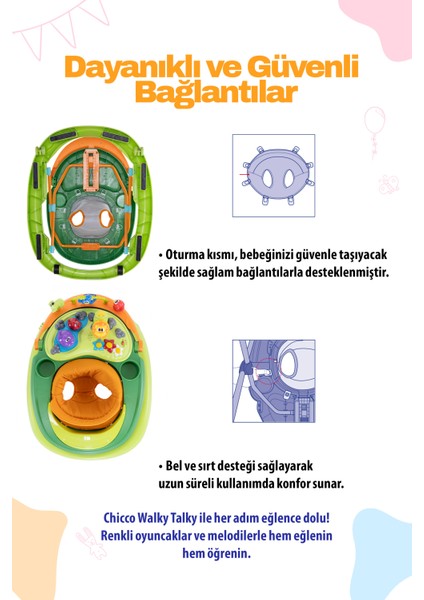 Yükseklik Ayarlanabilir Melodili Walky Talky Yürüteç