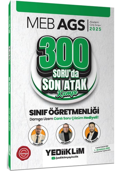 Meb Ags Öabt Sınıf Öğretmenliği 300 Soru Son Atak Kampı(Damga Uzem Canlı Soru Çözüm Hediyeli)