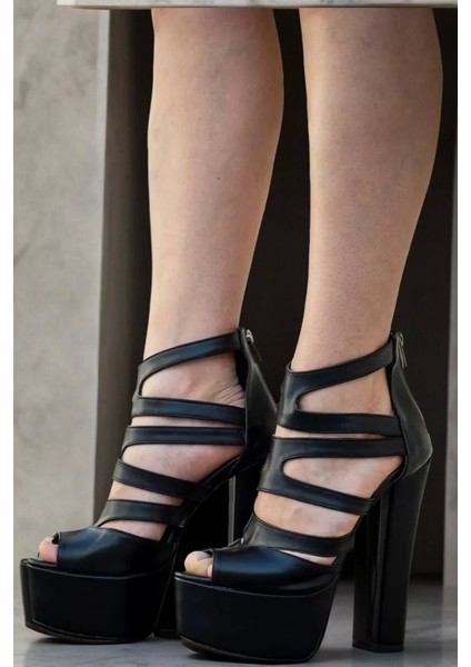 Kadın Elegant Ayakkabı Kalın Topuklu Tasarım Platform Ayakkabı Özel Tasarım Abiye Ayakkabı