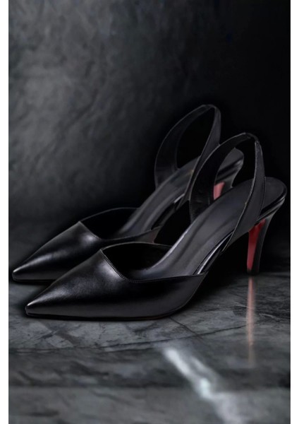 Kadın Elegant Ayakkabı Lastikli Ince Topuklu Ayakkabı Stiletto Özel Tasarım Abiye Ayakkabı
