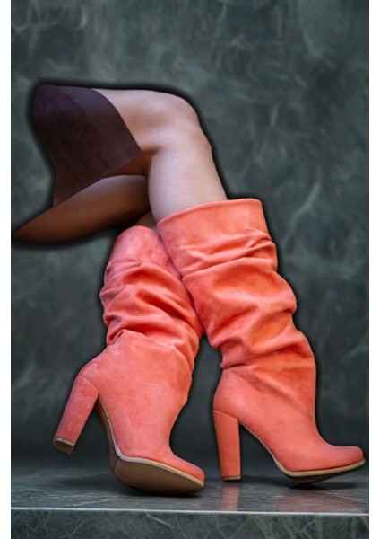 Kadın Moda Kalın Topuk Körüklü Kısa Çizme Şık Tasarım