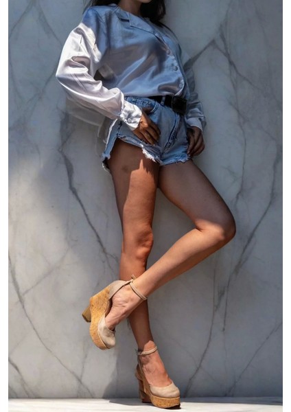 Kadın Elegant Ayakkabı Mantar Dolgu Topuklu Ayakkabı Özel Tasarım Abiye Ayakkabı fırsatları