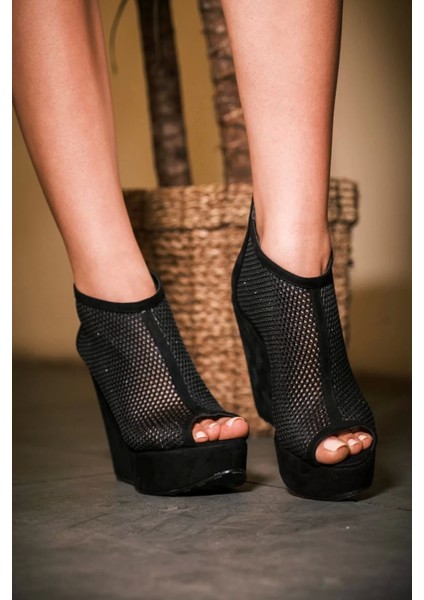 Kadın Elegant Ayakkabı Fileli Dolgu Topuklu Ayakkabı Özel Tasarım Abiye Ayakkabı fiyatları