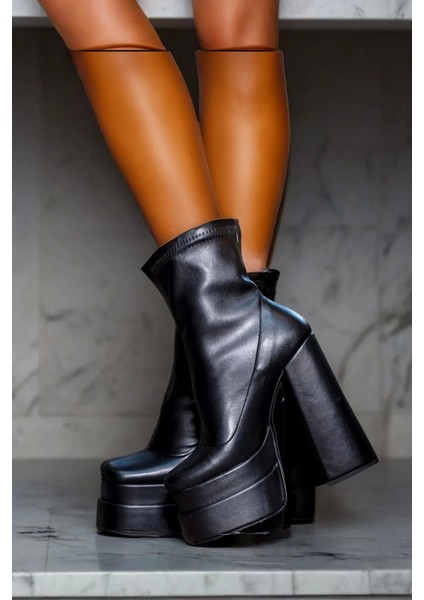 Kadın Elegant Ayakkabı Çift Platform Kalın Topuk Bot Özel Tasarım Abiye Ayakkabı fiyatları