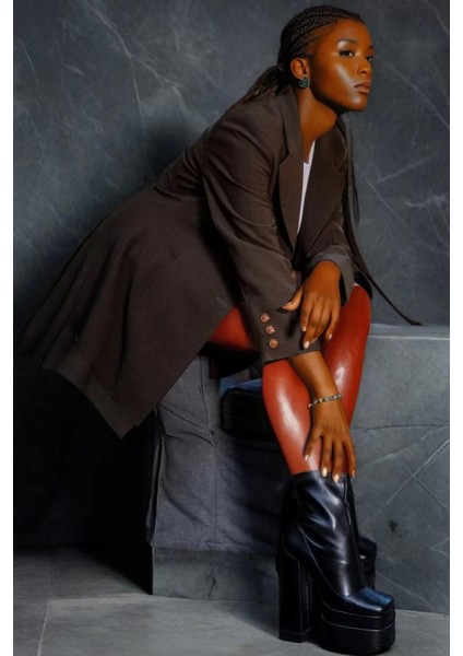 Kadın Elegant Ayakkabı Çift Platform Kalın Topuk Bot Özel Tasarım Abiye Ayakkabı modelleri