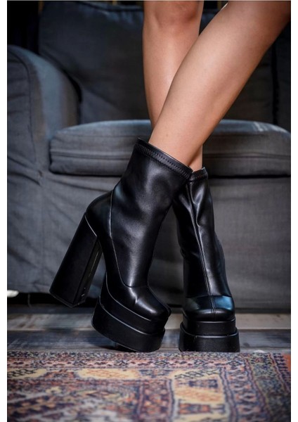 Kadın Elegant Ayakkabı Çift Platform Kalın Topuk Bot Özel Tasarım Abiye Ayakkabı indirimleri