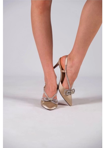 Kadın Elegant Ayakkabı Taş Detaylı Topuklu Ayakkabı Stiletto Özel Tasarım Abiye Ayakkabı