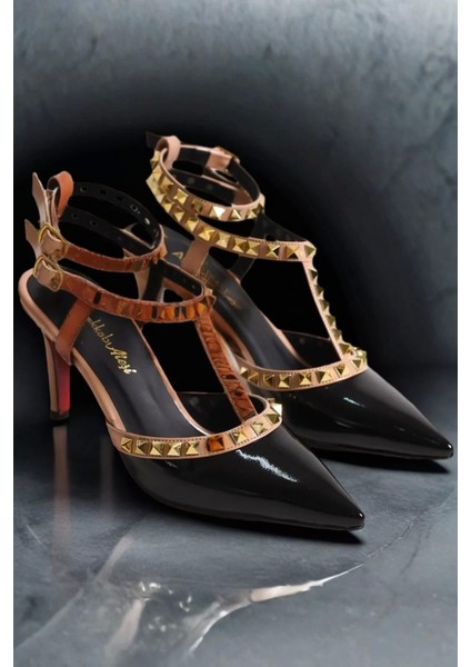 Kadın Elegant Ayakkabı Troklu Ince Topuklu Ayakkabı Stiletto Özel Tasarım Abiye Ayakkabı