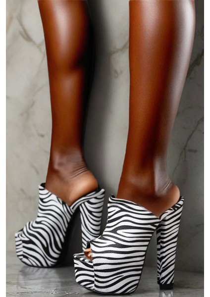 Kadın Elegant Ayakkabı Kalın Topuk Yüksek Platform Terlik Özel Tasarım Abiye Ayakkabı