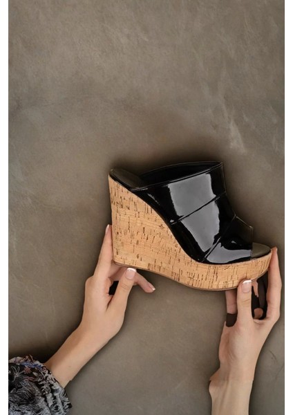 Kadın Elegant Ayakkabı Mantar Dolgu Topuk Terlik Özel Tasarım Abiye Ayakkabı indirimleri