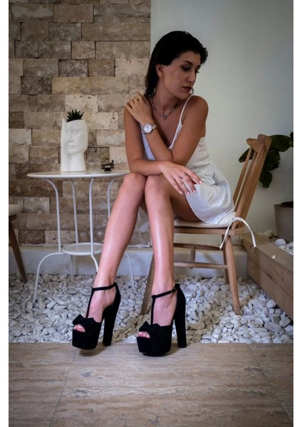 Kadın Elegant Ayakkabı Papyonlu Tasarım Platform Ayakkabı Özel Tasarım Abiye Ayakkabı