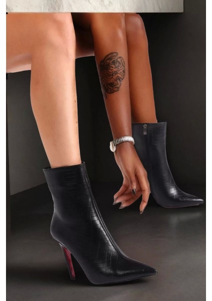 Kadın Elegant Ayakkabı Sivri Burun Topuklu Bot Özel Tasarım Abiye Ayakkabı