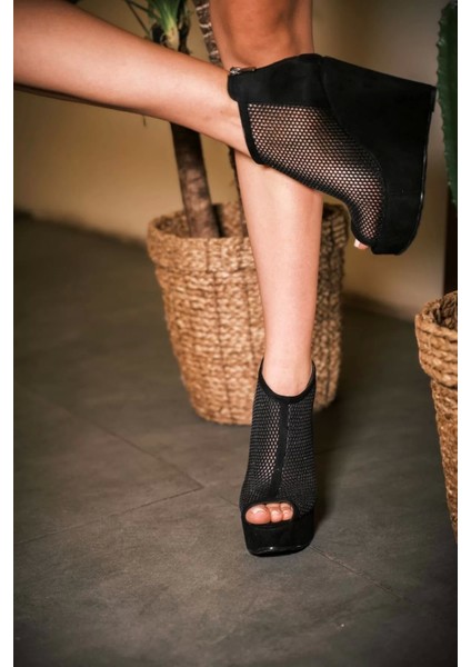 Kadın Elegant Ayakkabı Fileli Dolgu Topuklu Ayakkabı Özel Tasarım Abiye Ayakkabı fırsatları