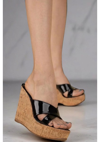 Kadın Elegant Ayakkabı Dolgu Topuklu Terlik Özel Tasarım Abiye Ayakkabı