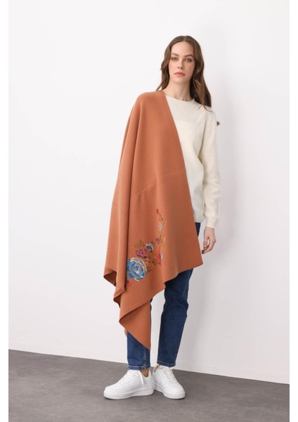 Kadın Gül Desenli Büyük Triko Şal A.tarçın fiyatları