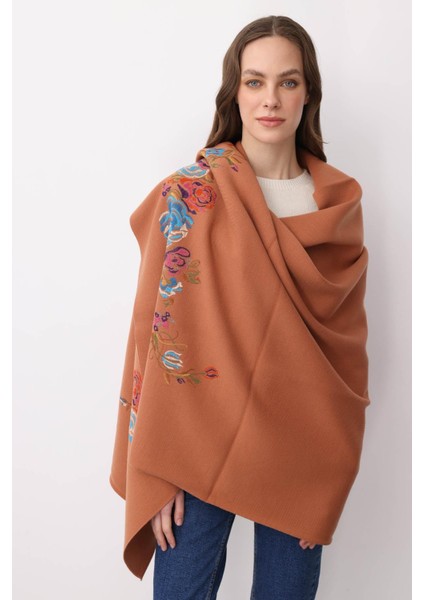 Kadın Gül Desenli Büyük Triko Şal A.tarçın modelleri
