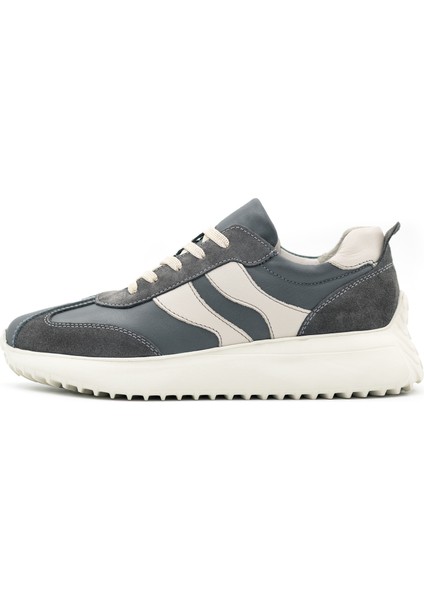 Duotone Hakiki Deri Kadın Gri – Bej Casual Sneaker Ayakkabı (Süet Detaylı)