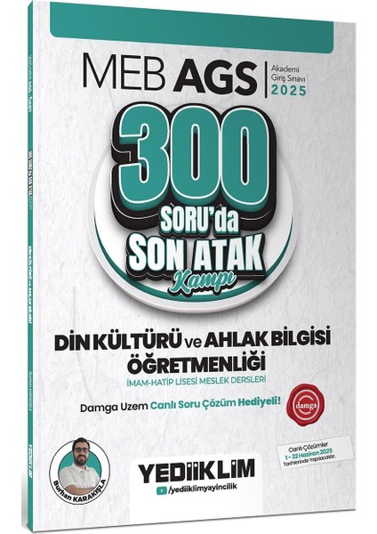 Meb Ags Öabt Din Kültürü ve Ahlak Bilgisi Öğretmenlği 300 Soru Son Atak Kampı(Damga Uzem Canlı Soru Çözüm Hediyeli)