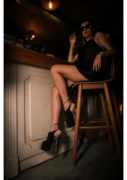 Kadın Elegant Ayakkabı Kalın Topuklu Ayna Detaylı Platform Ayakkabı Tasarım Abiye Ayakkabı fırsatları