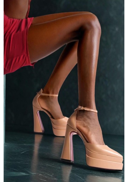 Kadın Elegant Ayakkabı Çift Platform Topuklu Ayakkabı Özel Tasarım Abiye Ayakkabı