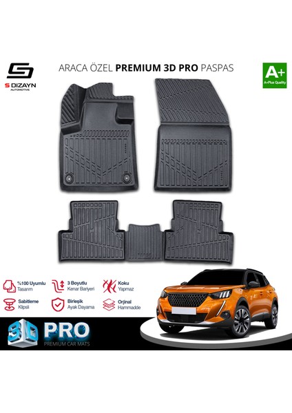 Peugeot 2008 3D Pro Havuzlu Paspas 2020-2023 A+ Kalite