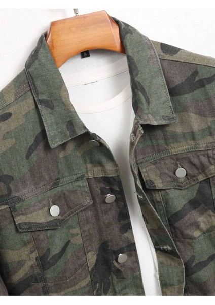 Erkek Jean Denim Standart Kalıp Cepli Düğmeli Kot Ceket fırsatları
