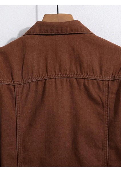 Erkek Jean Denim Standart Kalıp Cepli Düğmeli Kot Ceket