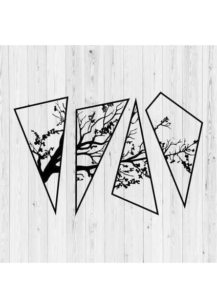 Dekoratif Duvar Süsleri Geometrik Tasarım Metal Ağaç Dekoru modelleri