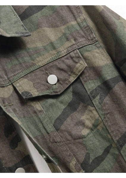 Erkek Jean Denim Standart Kalıp Cepli Düğmeli Kot Ceket indirimleri