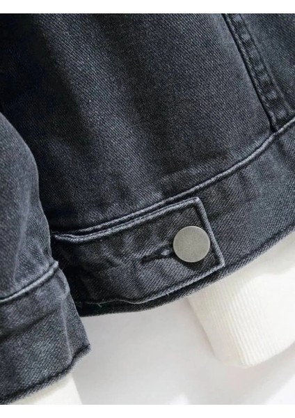 Erkek Jean Denim Standart Kalıp Cepli Düğmeli Kot Ceket