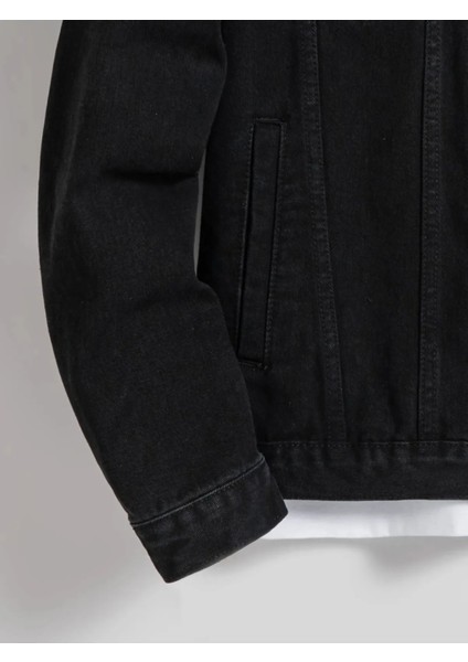 Erkek Jean Denim Standart Kalıp Cepli Düğmeli Kot Ceket
