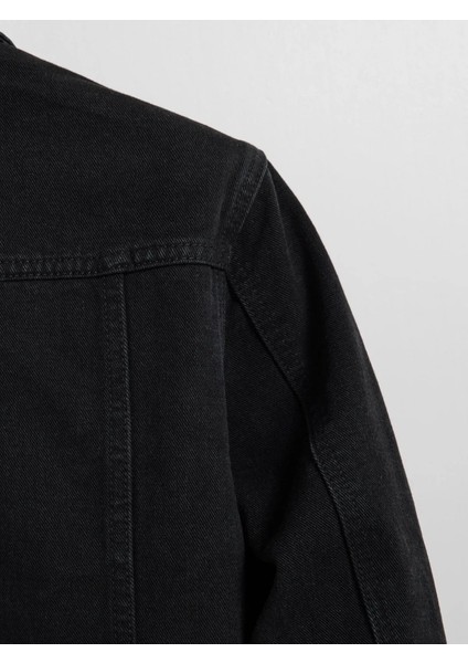 Erkek Jean Denim Standart Kalıp Cepli Düğmeli Kot Ceket