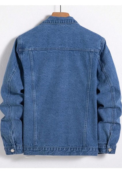 Erkek Jean Denim Standart Kalıp Cepli Düğmeli Kot Ceket fiyatları