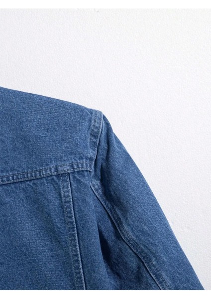 Erkek Jean Denim Standart Kalıp Cepli Düğmeli Kot Ceket indirimleri