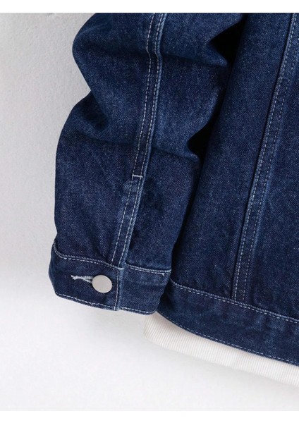 Erkek Jean Denim Standart Kalıp Cepli Düğmeli Kot Ceket