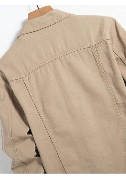 Erkek Jean Denim Standart Kalıp Cepli Düğmeli Kot Ceket