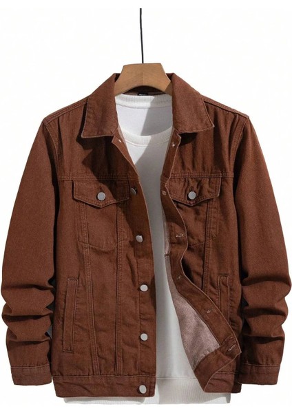 Erkek Jean Denim Standart Kalıp Cepli Düğmeli Kot Ceket