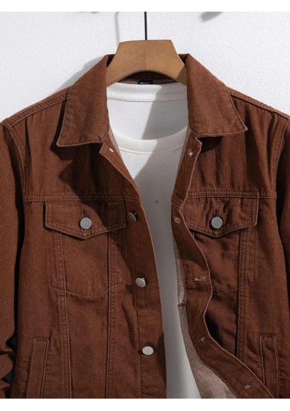 Erkek Jean Denim Standart Kalıp Cepli Düğmeli Kot Ceket modelleri