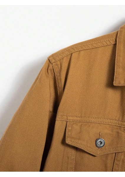 Erkek Jean Denim Standart Kalıp Cepli Düğmeli Kot Ceket